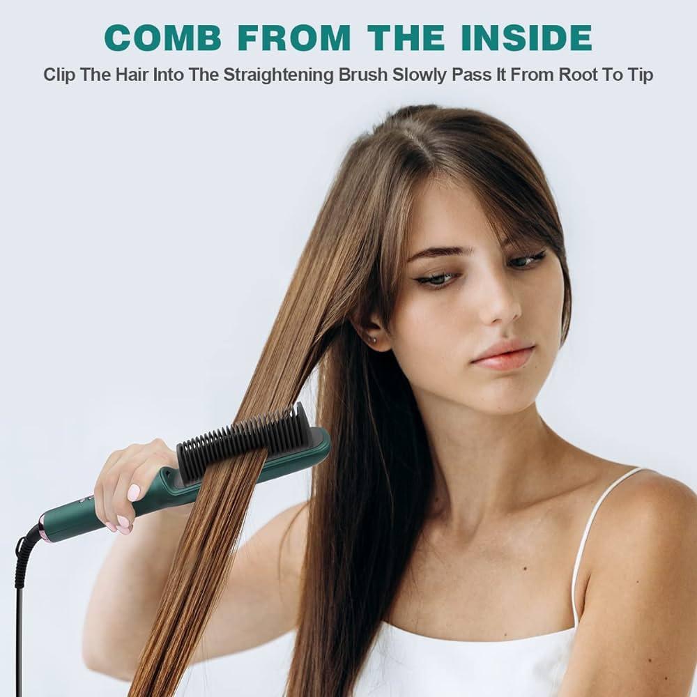 2 in 1 Electric Hair Straightener Curler Heating Styling Comb Straightening Brush - Multicolors 909