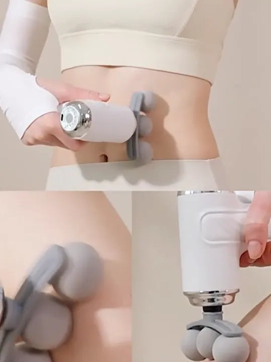 Fascia Gun Massage Device with Three-Head Hit, Six-Speed Intelligent Transmission, White, Professional Deep Tissue Percussion Massager