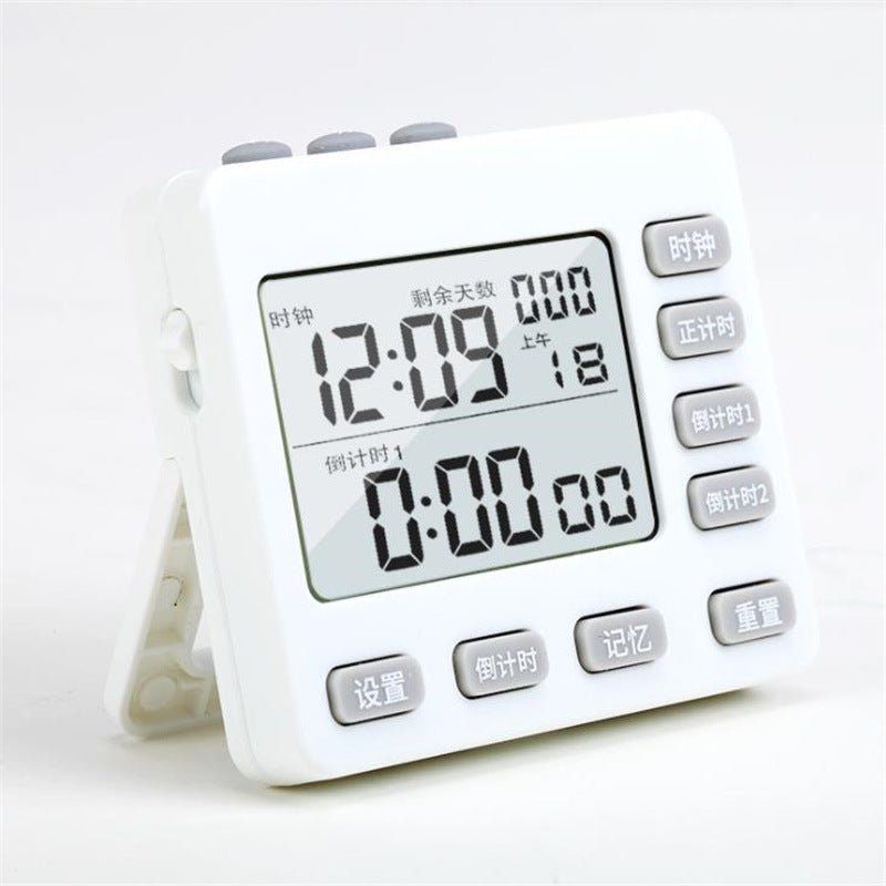 White Digital Timer with Countdown, Clock & Silent Mode – Large Display Timer for Kitchen, Study, Office & Home