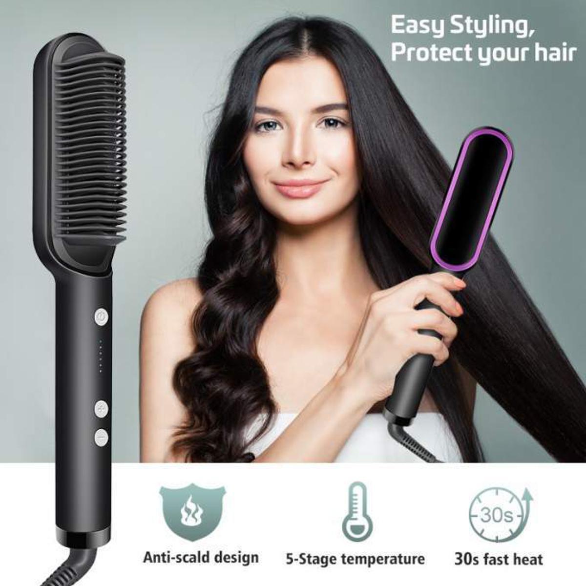 2 in 1 Electric Hair Straightener Curler Heating Styling Comb Straightening Brush - Multicolors 909