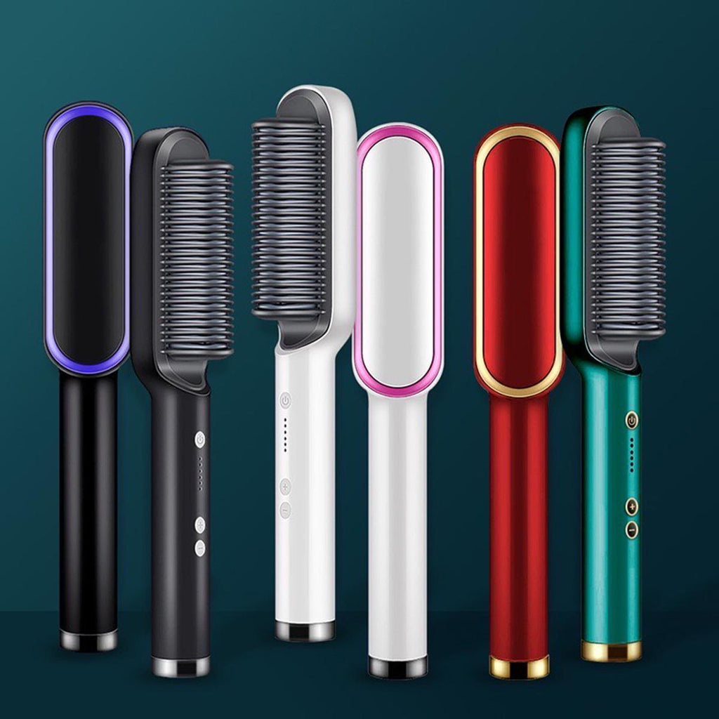 2 in 1 Electric Hair Straightener Curler Heating Styling Comb Straightening Brush - Multicolors 909
