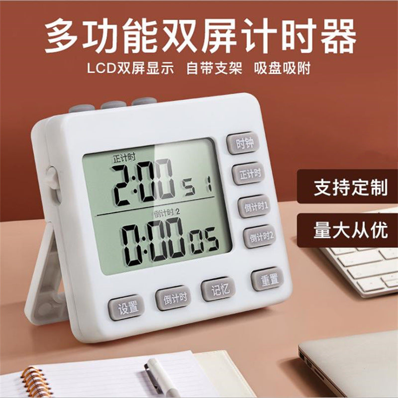 White Digital Timer with Countdown, Clock & Silent Mode – Large Display Timer for Kitchen, Study, Office & Home