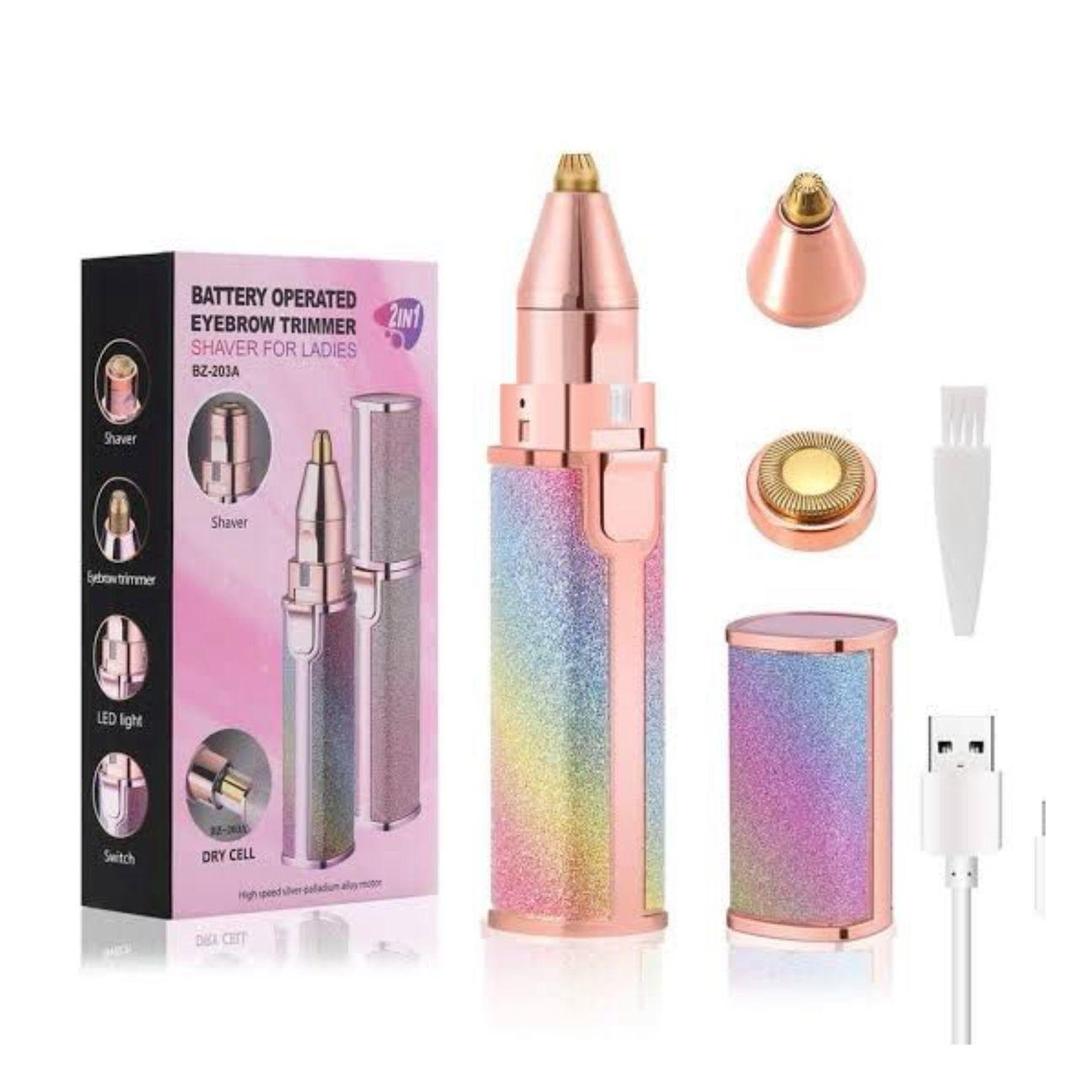 Flawless 2-in-1 Pen Hair Remover Rechargeable Precision Trimmer for Women | Eyebrow Shaper & Facial Hair Remover
