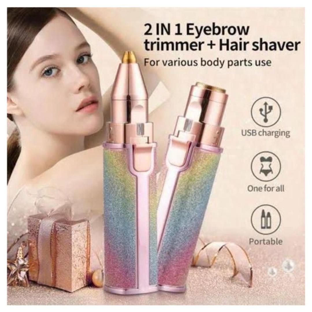 Flawless 2-in-1 Pen Hair Remover Rechargeable Precision Trimmer for Women | Eyebrow Shaper & Facial Hair Remover