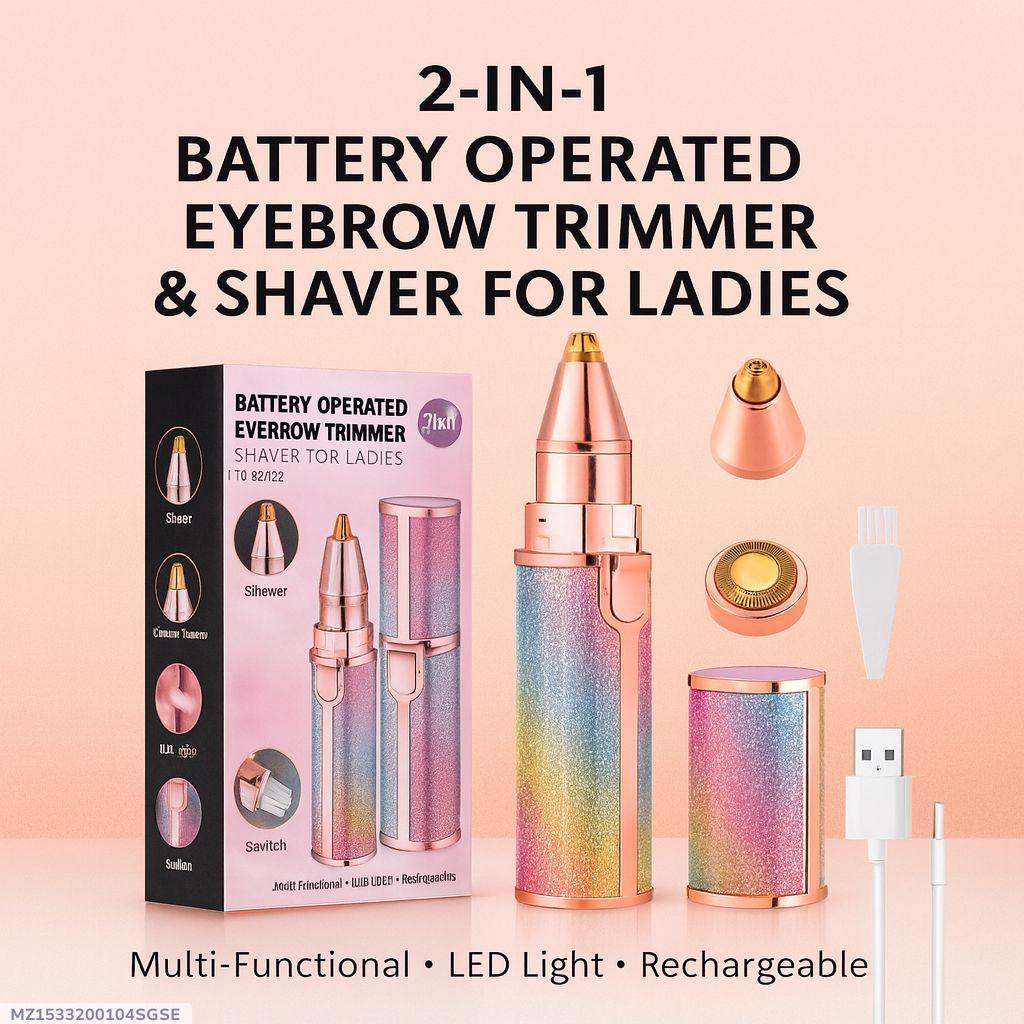 Flawless 2-in-1 Pen Hair Remover Rechargeable Precision Trimmer for Women | Eyebrow Shaper & Facial Hair Remover