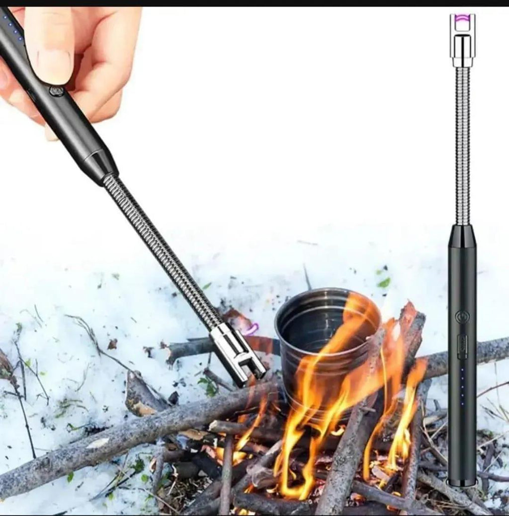 Rechargeable Electric Lighter - Arc Lighter & Igniter With Type-C Charging Port & LED Charging Display - Windproof 360 Bendable Tube - Best For Candle, BBQ, Gas Stove & Camping - Golden/Black/Red/Blue/Silver/Pink