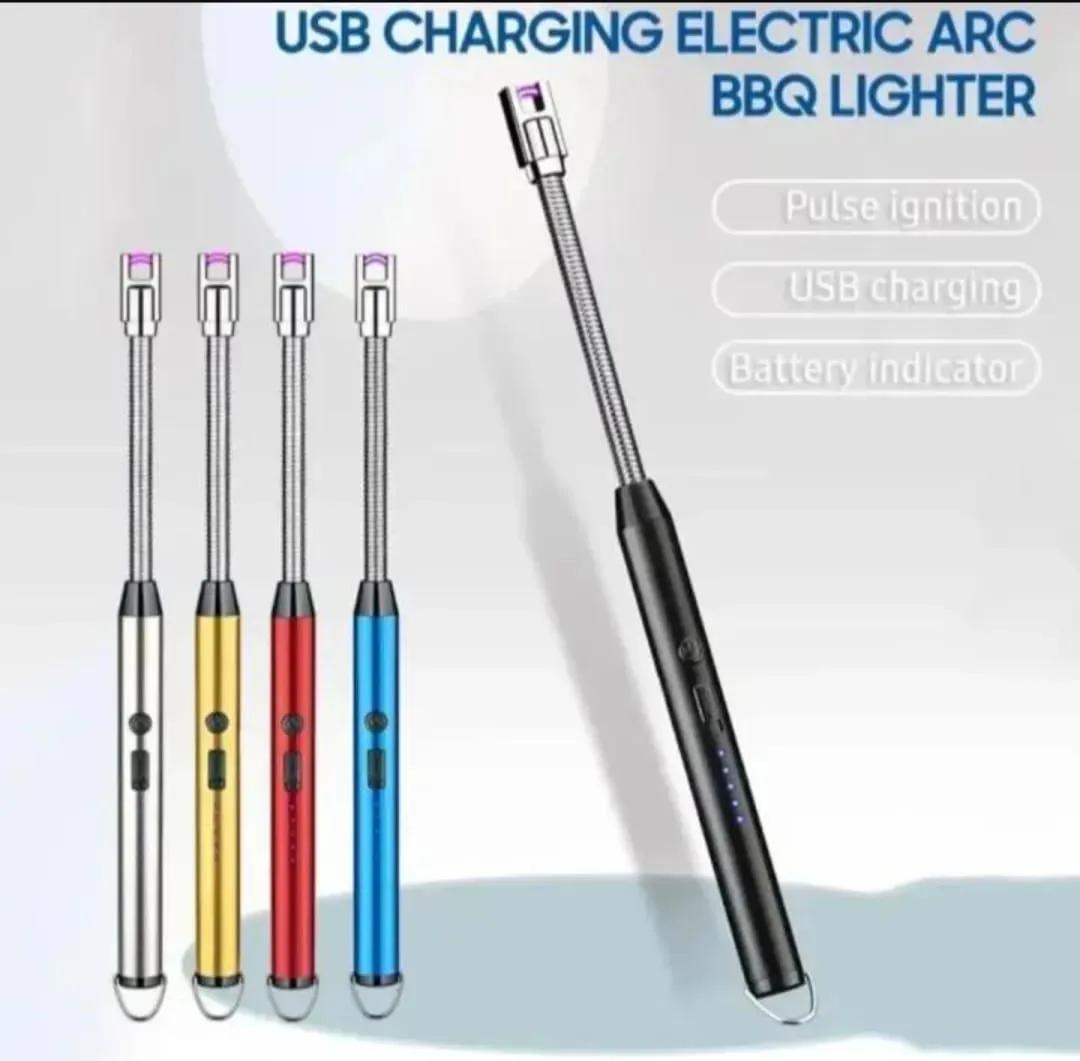 Rechargeable Electric Lighter - Arc Lighter & Igniter With Type-C Charging Port & LED Charging Display - Windproof 360 Bendable Tube - Best For Candle, BBQ, Gas Stove & Camping - Golden/Black/Red/Blue/Silver/Pink