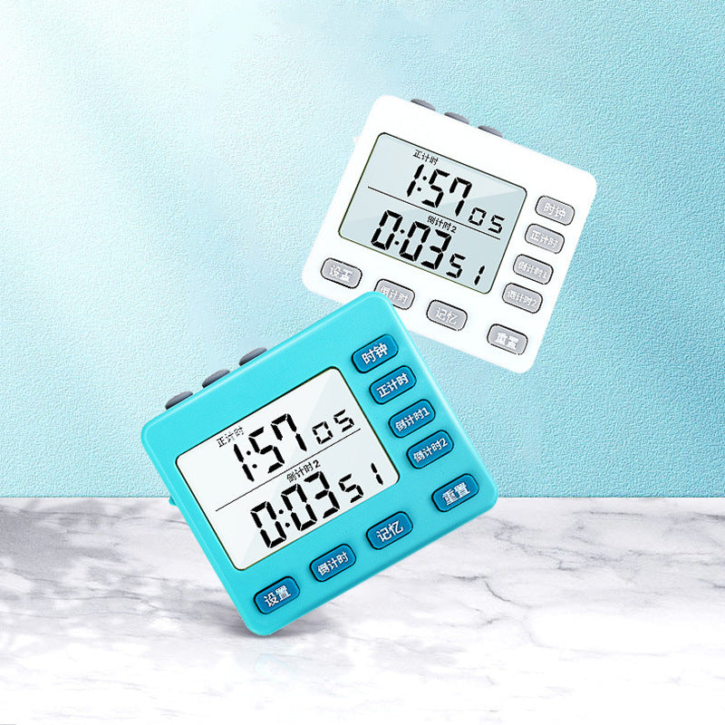 White Digital Timer with Countdown, Clock & Silent Mode – Large Display Timer for Kitchen, Study, Office & Home