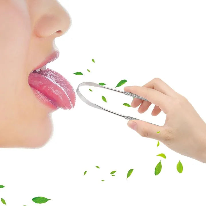Stainless Steel U-Shaped Tongue Cleaner Scraper | Non-Slip Grip | Reusable Oral Hygiene Tool | Removes Bacteria & Bad Breath