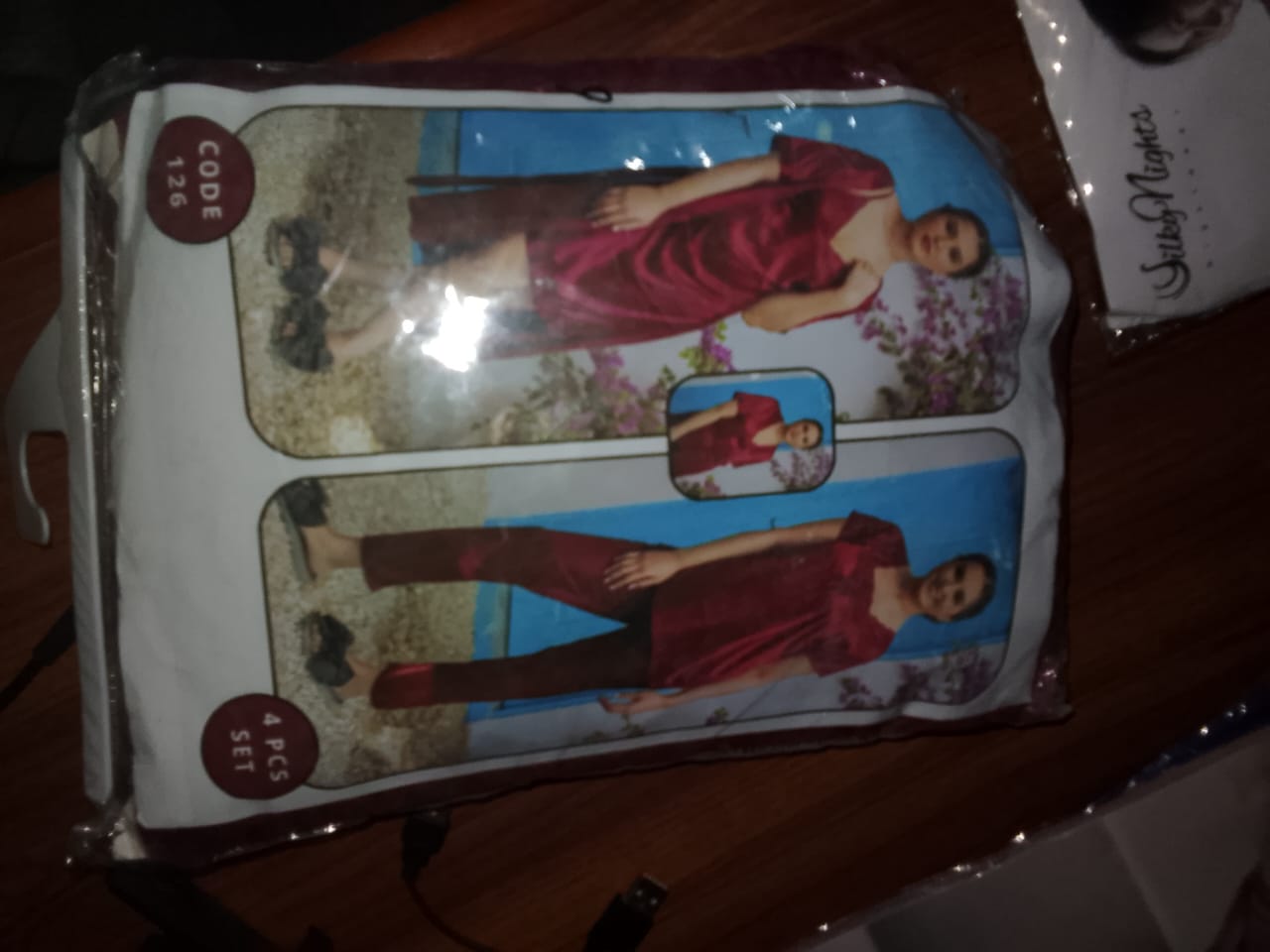Silky Nights 4-Piece Satin Pajama Set for Women – Long Pant, Shorts & V-Neck Sleepwear (Maroon)
