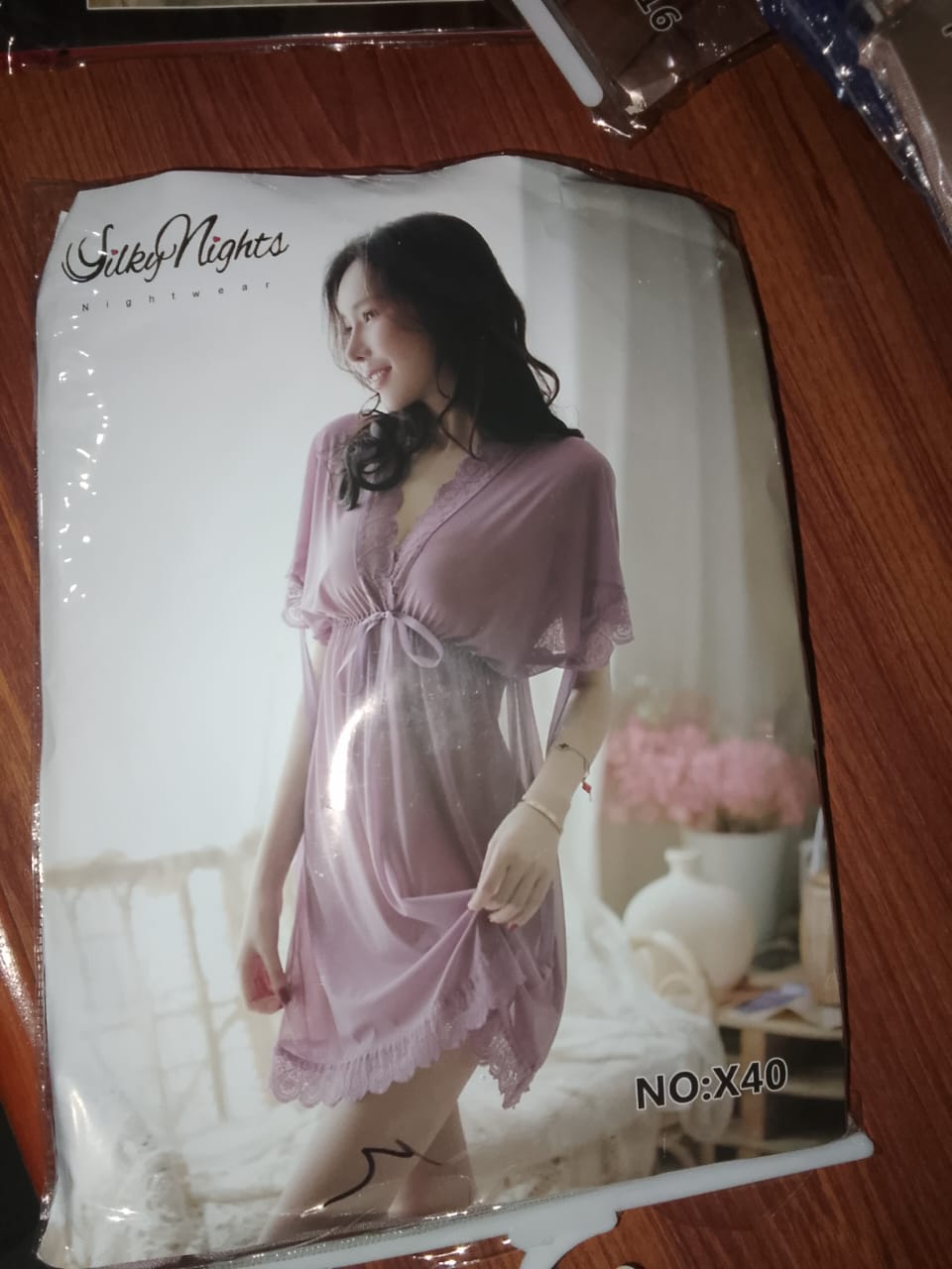 Women’s Sheer Lace Babydoll Nighty – Soft Mesh Transparent Sleepwear for Women – Purple Lingerie Robe