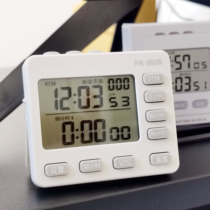 White Digital Timer with Countdown, Clock & Silent Mode – Large Display Timer for Kitchen, Study, Office & Home