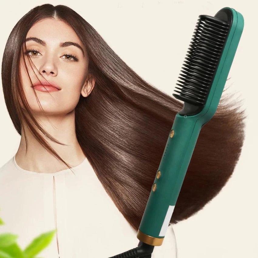 2 in 1 Electric Hair Straightener Curler Heating Styling Comb Straightening Brush - Multicolors 909