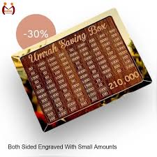 Umrah Saving Box – Wooden Islamic Money Saving Box | 280 Days Savings Challenge | Hajj & Umrah Fund Box