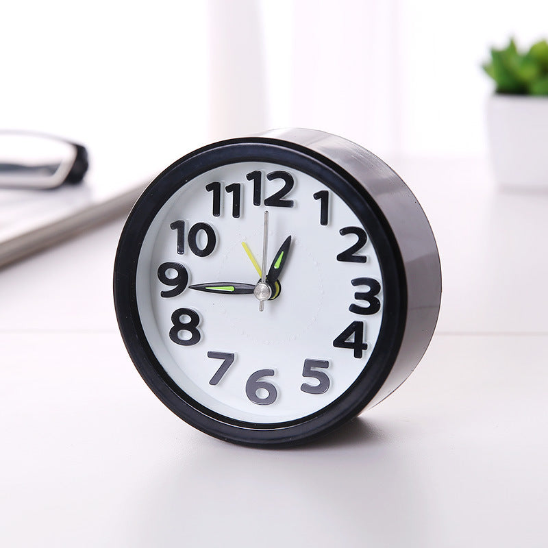 "RNGirls Small Round Alarm Clock White Stylish Table Clock for Bedroom Study Desk and Home Decor"
