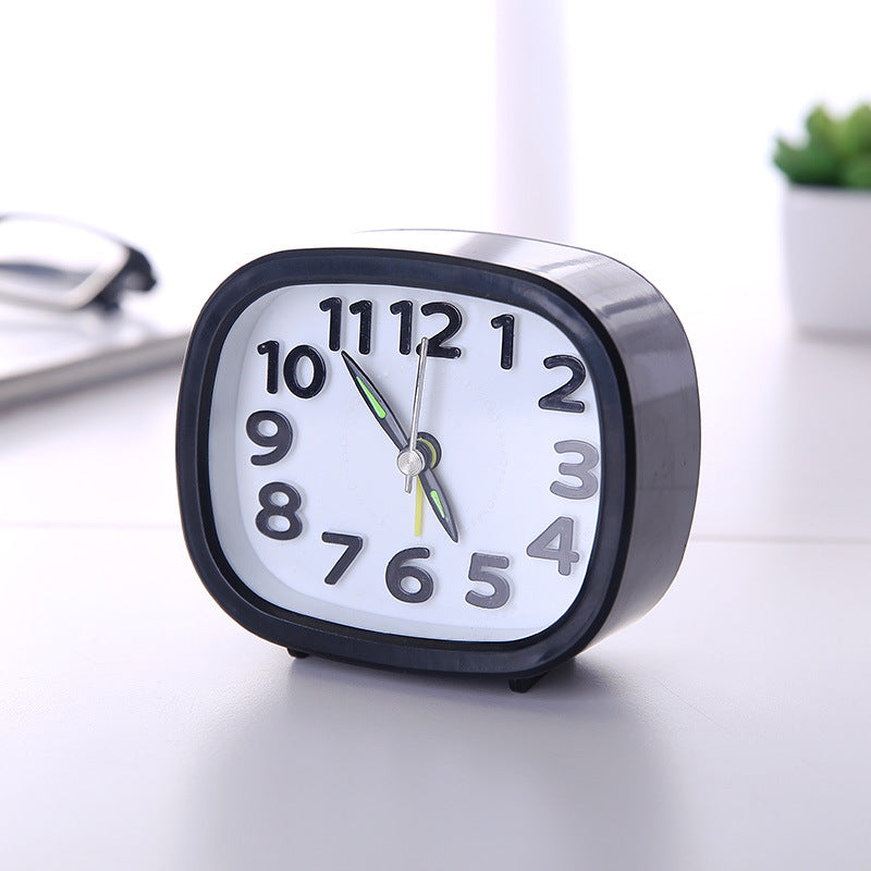 "RNGirls Small Round Alarm Clock White Stylish Table Clock for Bedroom Study Desk and Home Decor"