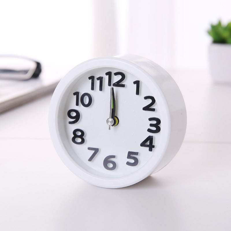 "RNGirls Small Round Alarm Clock White Stylish Table Clock for Bedroom Study Desk and Home Decor"