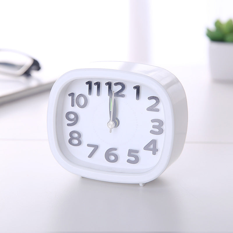 "RNGirls Small Round Alarm Clock White Stylish Table Clock for Bedroom Study Desk and Home Decor"