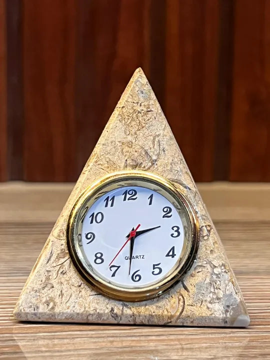 Luxury Onyx Marble Pyramid Watch Decorative Piece – Handcrafted Antique Marble Clock Showpiece for Home, Office Desk, Table, Shelf & Gift Decor